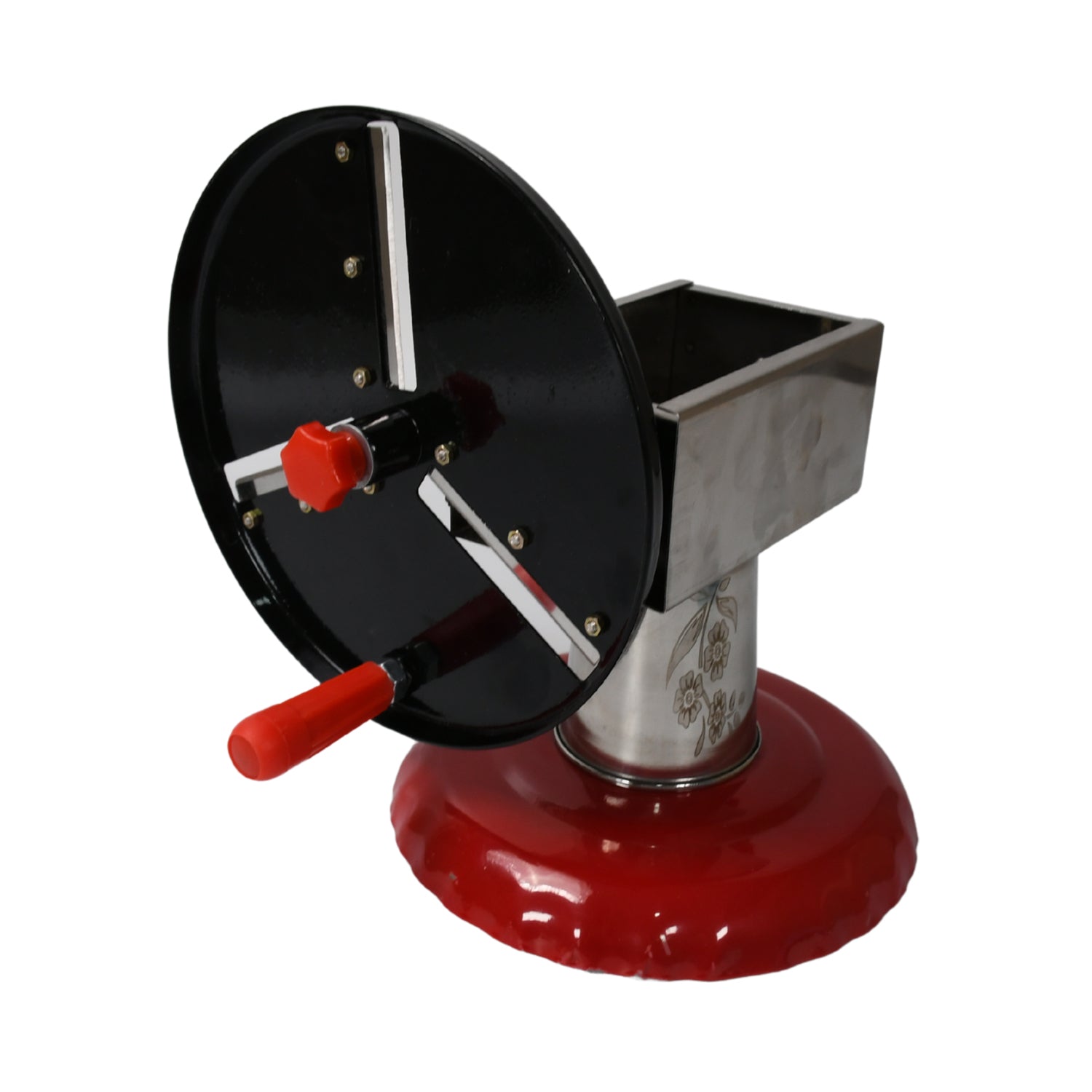 Stainless Steel Chips Maker and Vegetable Slicer for Kitchen Potato Slicer Graters and Chippers. Chips Maker is Suitable for Vegetable Cuttings. Chips Maker Consist Hard Coated Iron Wheel and Stand. Stainless Steel Chips Maker and Vegetable Slicer for Kitchen Potato Slicer Graters and Chippers. Chips Maker is Suitable for Vegetable Cuttings. Chips Maker Consist Hard Coated Iron Wheel and Stand.